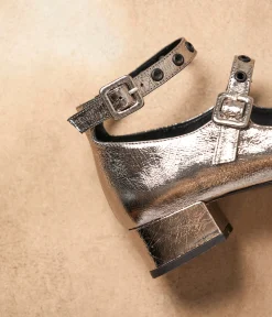 Femme Mellow Yellow Ballerines, Slingbacks-Babies cuir argent Auréa