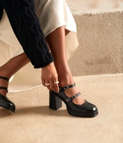 Femme Mellow Yellow Escarpins, Babies-Babies cuir noir Brooke