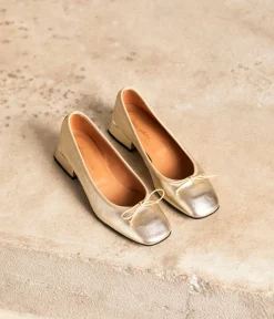 Femme Mellow Yellow Ballerines, Slingbacks-Ballerines cuir doré Azilis