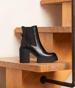 Femme Mellow Yellow Boots, Bottines-Boots cuir noir Alima