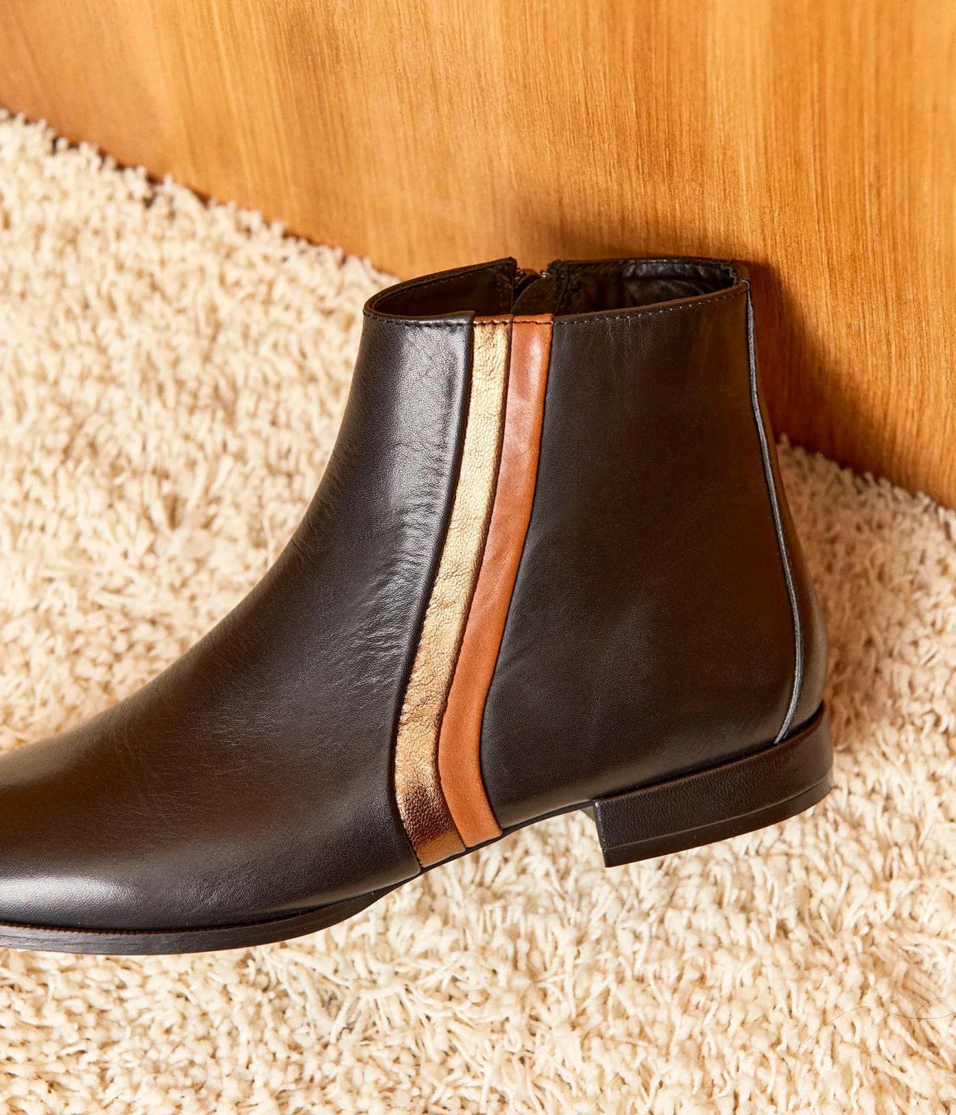 Femme Mellow Yellow Boots, Bottines-Boots lignes bicolores Jean