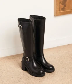 Femme Mellow Yellow Bottes-Bottes cuir noir Doria