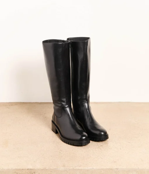 Femme Mellow Yellow Bottes-Bottes cuir noir Léandro