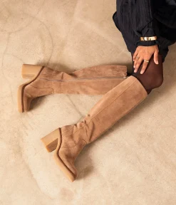 Femme Mellow Yellow Bottes-Bottes cuir velours Asha