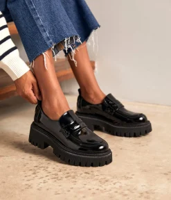 Femme Mellow Yellow Derbies, Mocassins-Mocassins crantés vernis Aelle