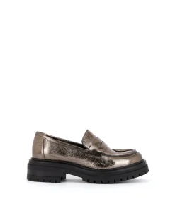 Femme Mellow Yellow Derbies, Mocassins-Mocassins cuir argenté Angelika