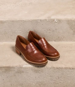 Femme Mellow Yellow Derbies, Mocassins-Mocassins cuir cognac Aubree