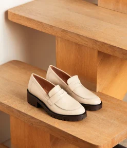 Femme Mellow Yellow Derbies, Mocassins-Mocassins cuir écru Aubree