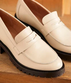 Femme Mellow Yellow Derbies, Mocassins-Mocassins cuir écru Aubree