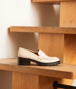 Femme Mellow Yellow Derbies, Mocassins-Mocassins cuir écru Aubree