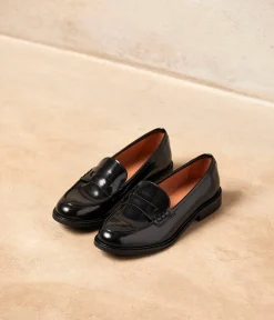 Femme Mellow Yellow Derbies, Mocassins-Mocassins cuir noir Angella