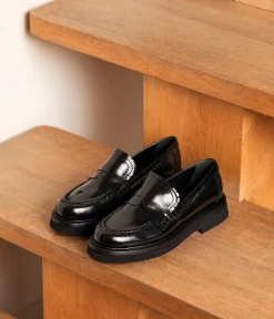 Femme Mellow Yellow Derbies, Mocassins-Mocassins cuir noir Anicette