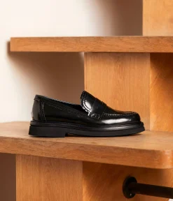 Femme Mellow Yellow Derbies, Mocassins-Mocassins cuir noir Anicette