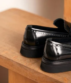 Femme Mellow Yellow Derbies, Mocassins-Mocassins cuir noir Anicette