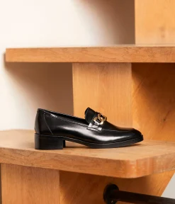 Femme Mellow Yellow Derbies, Mocassins-Mocassins cuir noir Oriane