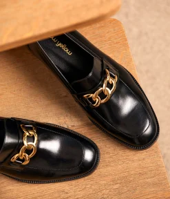 Femme Mellow Yellow Derbies, Mocassins-Mocassins cuir noir Oriane