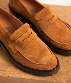 Femme Mellow Yellow Derbies, Mocassins-Mocassins cuir velours Aubree