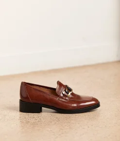 Femme Mellow Yellow Derbies, Mocassins-Mocassins vernis marron Oriane