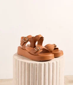 Femme Mellow Yellow Sandales-Sandales cuir cognac Rivera