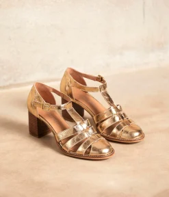 Femme Mellow Yellow Escarpins|Sandales, Mules-Sandales dorées Justine