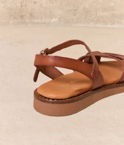 Femme Mellow Yellow Sandales, Mules-Sandales plates cognac Idylle