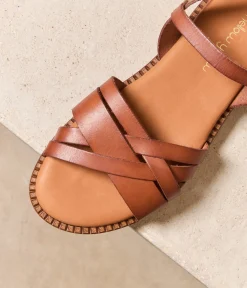 Femme Mellow Yellow Sandales, Mules-Sandales plates cognac Idylle