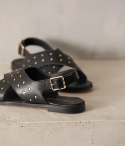 Femme Mellow Yellow Sandales-Sandales plates noires Erica