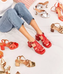 Femme Mellow Yellow Sandales-Sandales rouges vernies Eden