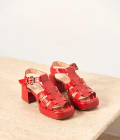 Femme Mellow Yellow Sandales-Sandales rouges vernies Eden