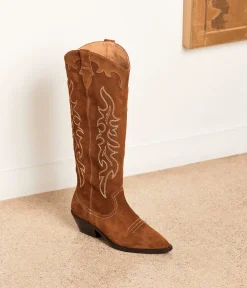 Femme Mellow Yellow Bottes-Santiags velours tabac Tokyo