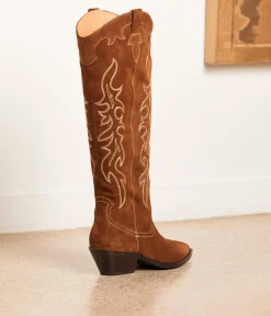 Femme Mellow Yellow Bottes-Santiags velours tabac Tokyo