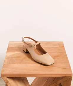 Femme Mellow Yellow Ballerines, Slingbacks-Slingbacks cuir beige Clarissa