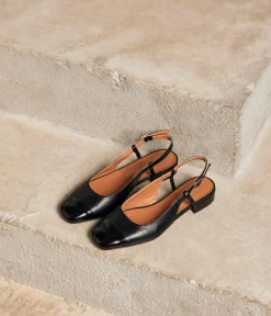 Femme Mellow Yellow Ballerines, Slingbacks-Slingbacks cuir noir Georgia