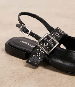 Femme Mellow Yellow Ballerines, Slingbacks-Slingbacks noires Mirabelle