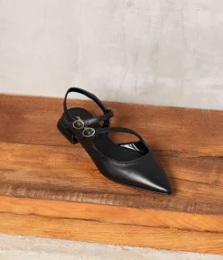 Femme Mellow Yellow Ballerines, Slingbacks-Slingbacks noires Salina