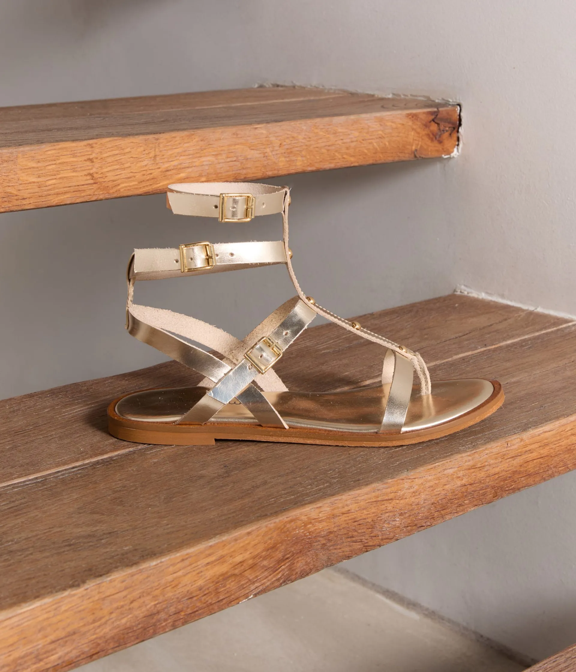 Femme Mellow Yellow Sandales-Spartiates cuir platine Rita